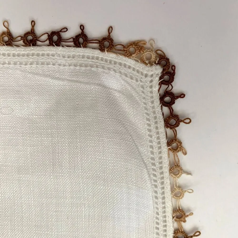 Vintage Linen Tatted Lace Bridesmaid Handkerchief Wedding Cottage Core Granny